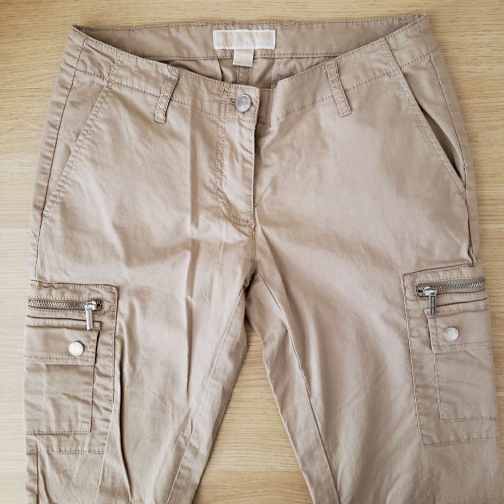 Michael Kors slim cargo khaki pants 0